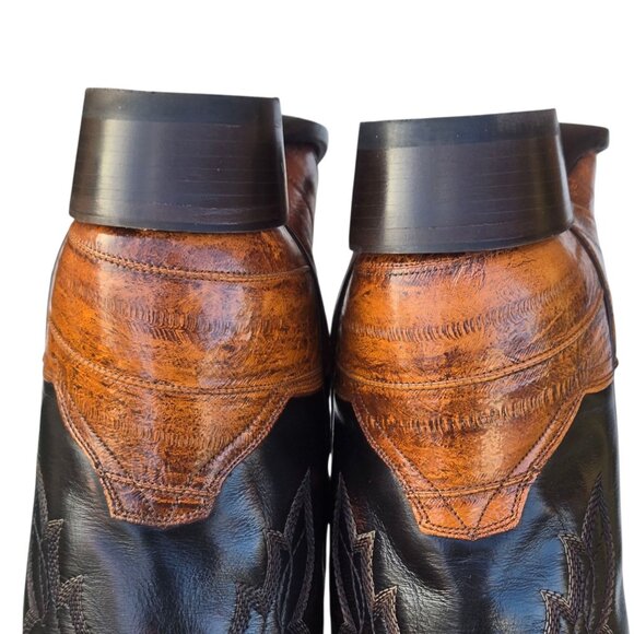 Dan Post Cowboy Boots Mens Exotic Eel Leather Brown Two Tone 8.5 D Never Worn - Picture 9 of 16